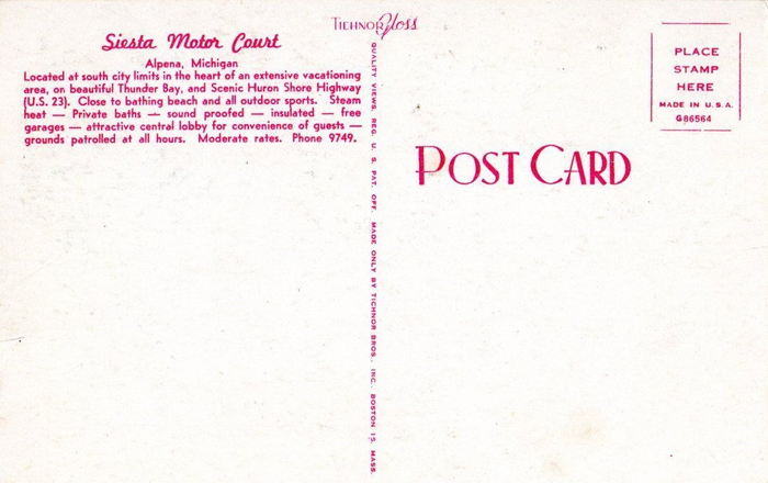 Siesta Motor Court - Old Postcard (newer photo)